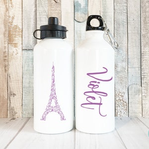 Personalized Water Bottle, Personalized Gifts for Kids, Eiffel Tower Gift, Tween Girl Gifts, Monogram Gifts, Paris Decor, Paris Accessories