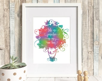 Hot Air Balloon Nursery Wall Art Print, Wall Art Decor, Wall Art Nursery, Kids Room Decor, Tie Dye Print, Colorful Images, Baby Girl Nursery