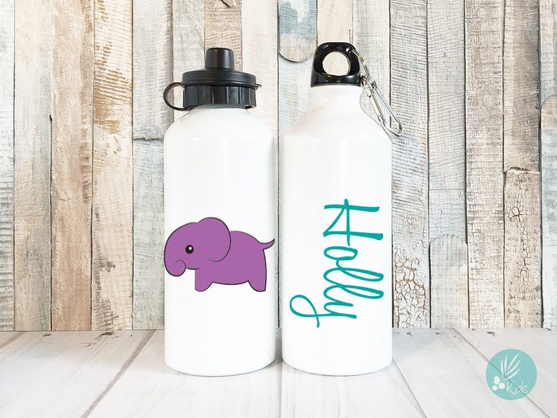 Personalized Kids Water Bottle 20 oz Personalized Elephant Water Bottle Kids Personalized Gifts for Kids Waterbottle Cute Elephant Gift