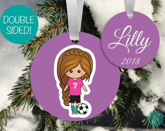 Personalized Christmas Ornament for Kids, Personalized Ornament Christmas, Personalized Gifts for Kids, Soccer Gifts for Girls, Soccer Girl