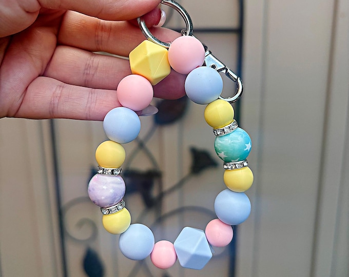 Wristlet keychain- with option to add lobster clip for easy attachement/removal