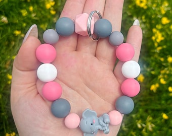 Elephant Wristlet Keychain - with option to add lobster clip for easy attachement/removal