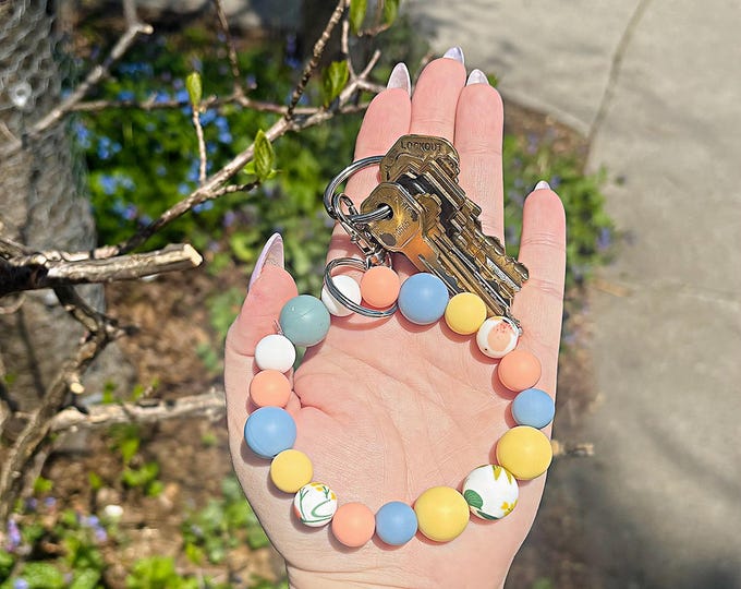 Wristlet Keychain SPRING DAY - with option to add lobster clip for easy attachement/removal