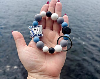 Dental professional wristlet keychain-with option to add lobster clip for easy attachement/removal
