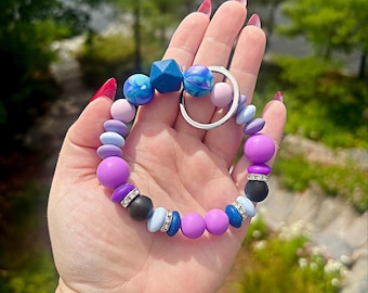 Jane’s Galaxy Wristlet Keychain - with option to add lobster clip for easy attachement/removal