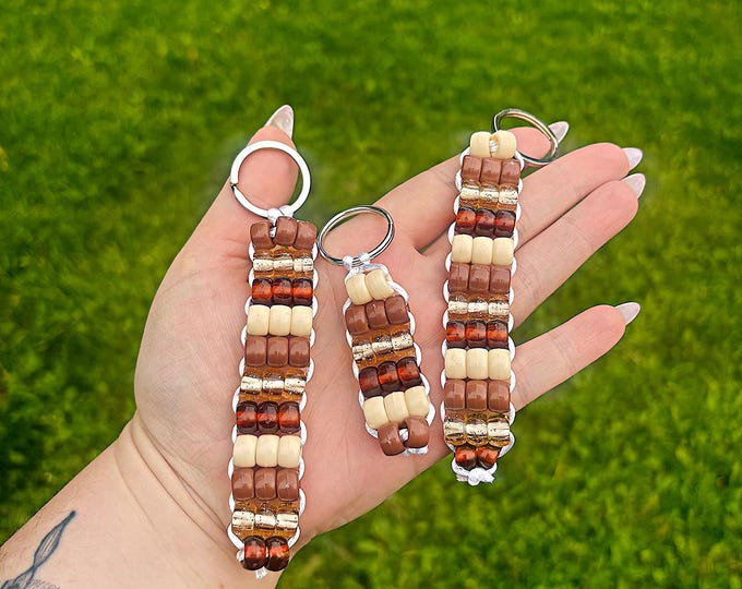Fidget Bead Spin Keychain/Toy brown series - great to keep busy hands satisfied- anxiety, ADHD, stimming