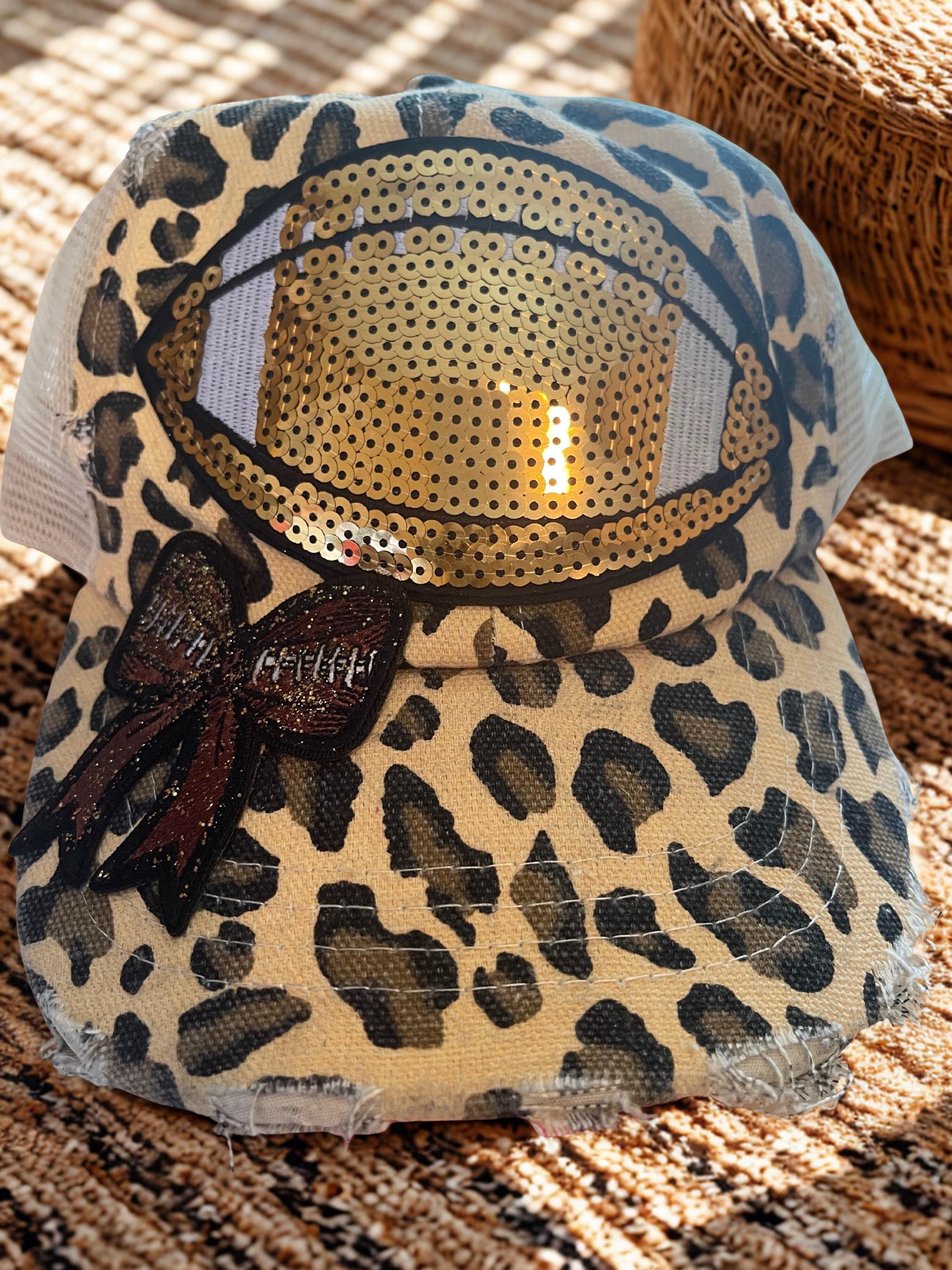 Leopard Sequin Football Trucker Hat - Etsy