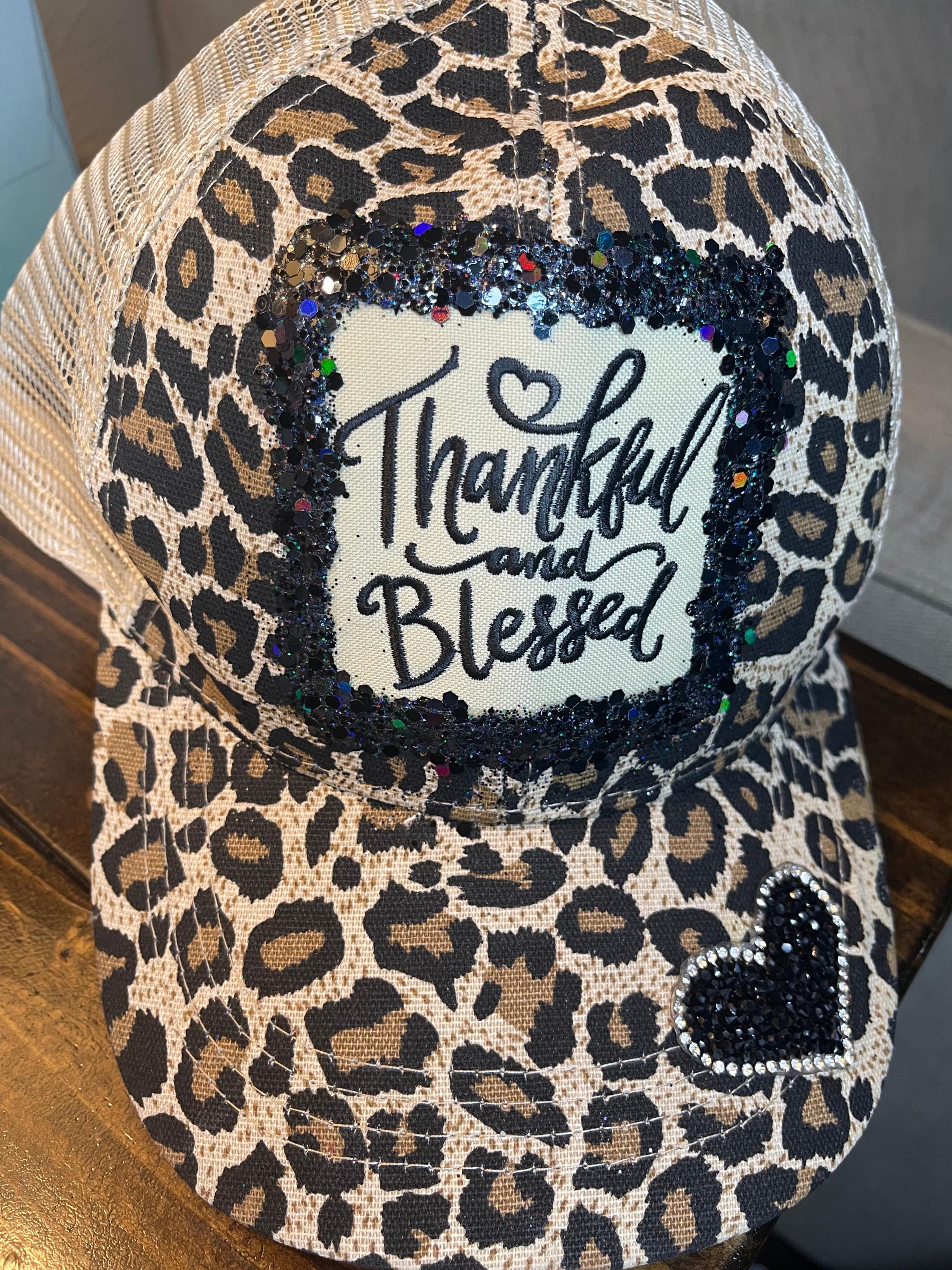 Red, White & Blueberries\' Handpainted leopard bling  Trucker Hat Blueberry Cheetah Velvet Trucker Hat | Von Dutch main image 2