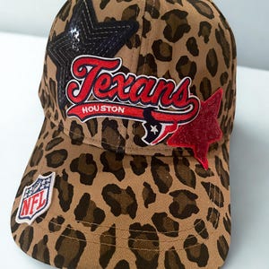 TEXANS Football Leopard Print Sequins Hat Houston Texas- FREE SHIPPING!