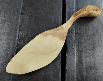 Curly Maple Wooden Pie Server with Live Edge Handle - One of a Kind