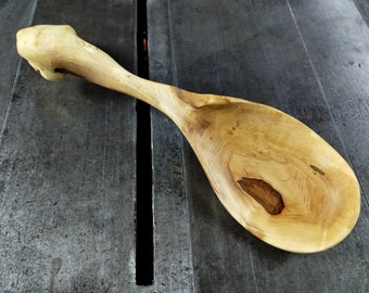 Live Edge Curly Maple Serving Spoon - Large - One of a Kind