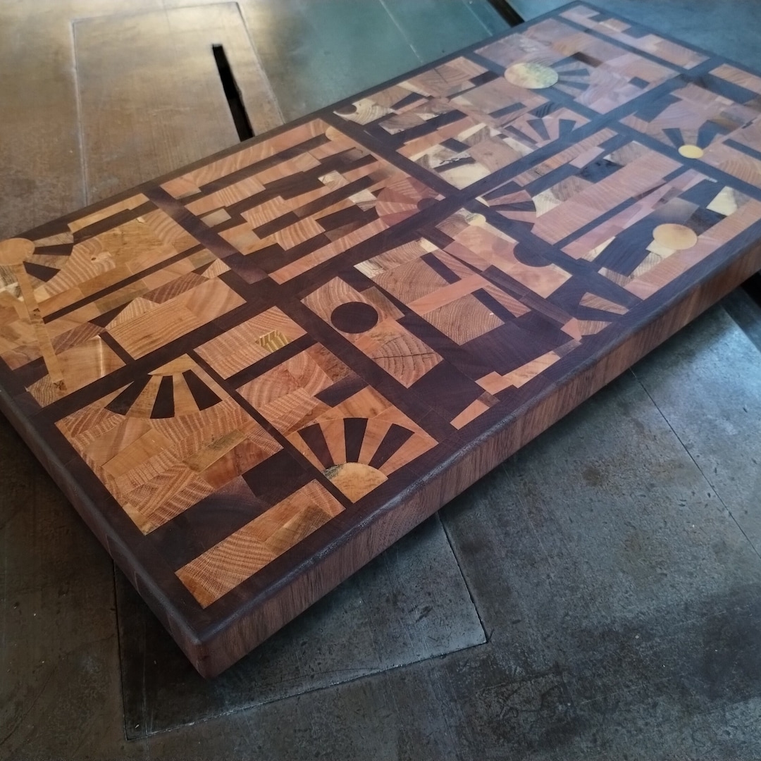 End Grain Crazy Quilt Cutting Board Sustainably Harvested Native Hardwoods Etsy
