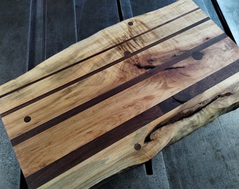 Live Edge Figured Hard Maple Charcuterie Board - Sustainably harvested native hardwoods