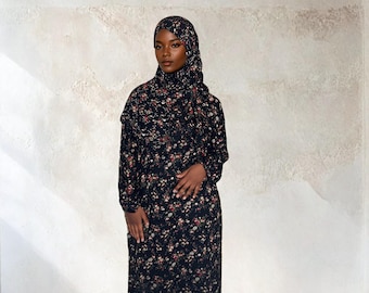 Elegant Prayer Abaya Dress with Attached Hijab - Islamic Gift