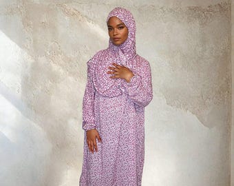 Muslim Girls Long Sleeve O Neck Dress Prayer Gown Prayer Gown