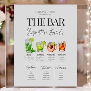 Modelo de cardápio de bebidas do Eddy MAIS placa de bebidas com assinatura editável | para casamentos, chás de bebê e coquetéis – Design moderno e minimalista