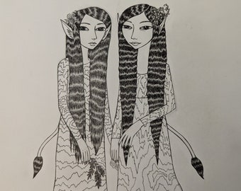 Original Drawing-"Wood Wives". 2021.