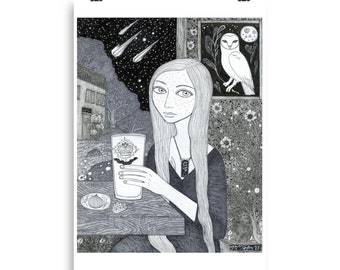 Matte Print-"Girl Having A Pint"