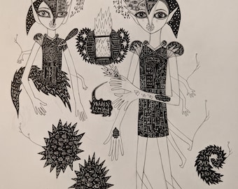 Dibujo original: "Machine Elves". 2021.