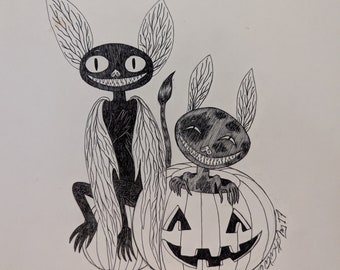 Dibujo original: "Dos duendes riendo"