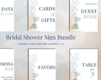 Paquete de letreros para despedida de soltera "All I Sea is Love" / Tema oceánico / Plantilla de Canva