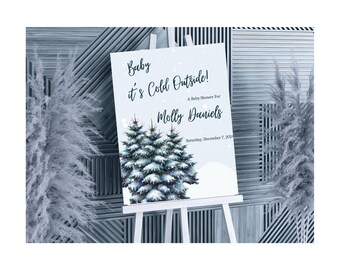 Letrero de bienvenida para baby shower / Letrero de bienvenida para fiesta de invierno / Plantilla Canva / Descarga instantánea