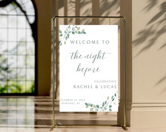 Letrero de bienvenida a la cena de ensayo botánico / Letrero de la noche anterior / Plantilla Canva de 18 x 24 (descarga instantánea)