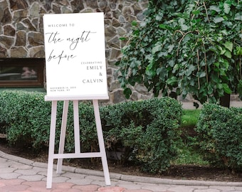 Elegante letrero de cena de ensayo / Letrero de la noche anterior / Plantilla Canva de 18 x 24 - Descarga instantánea