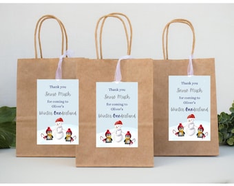 Etiqueta de regalo de fiesta de Winter ONEderland / Etiqueta de regalo de primer cumpleaños / Plantilla Canva - Descarga instantánea