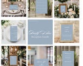 Dusty Blue Wedding Reception Bundle | Elegant Minimalist Wedding Bundle | Editable Templates