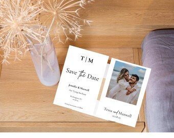 Plantilla para guardar la fecha con foto / Plantilla sencilla para guardar la fecha / Plantilla moderna y elegante para guardar la fecha / Plantilla Canva (descarga instantánea)