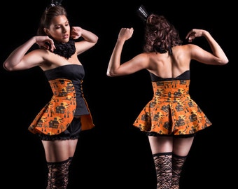 Disfraz de Halloween, Disfraz de mujer, Falda de Halloween, Falda naranja