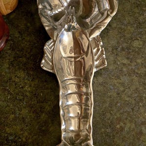 Rare Large Vintage Mariposa Brillante Aluminum Decorative Divided Lobster Serving Tray/Dish/Platter