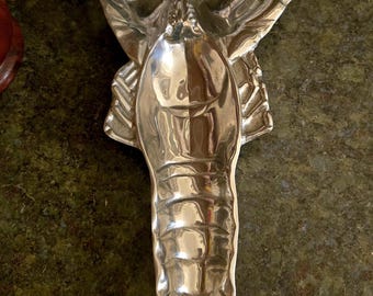Rare Large Vintage Mariposa Brillante Aluminum Decorative Divided Lobster Serving Tray/Dish/Platter