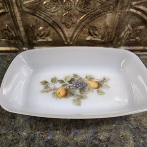 Mid-century Modern  ARCOPAL &quot;Fruits de France &quot; butter/ serving dish.