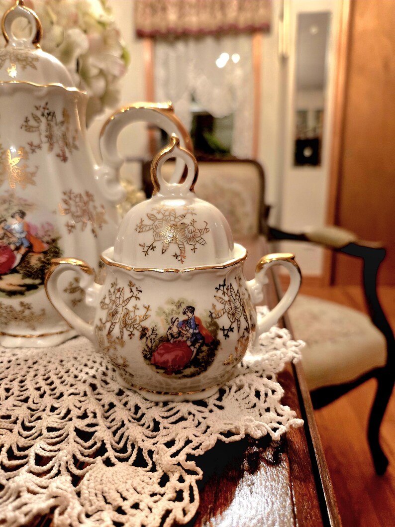 Vintage French Rococo Porcelain Coffee Set: Courting Couple Design - Etsy