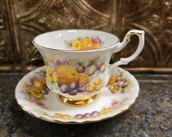 Vintage Royal Albert Black Country Fayre Series Dorset-patroon theekop en schotel