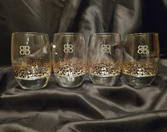 Set of 4 Bailey's Irish Cream Gold Speckled Glasses