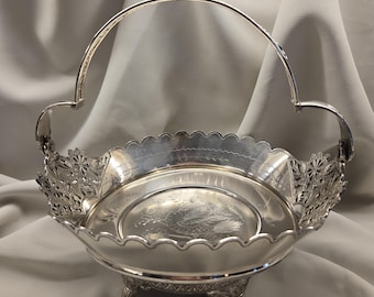 Rare Stunning Antique Silver Plated Decorative Footed Dish with Handle Dated 1880-1890 by Wilcox Plate Co