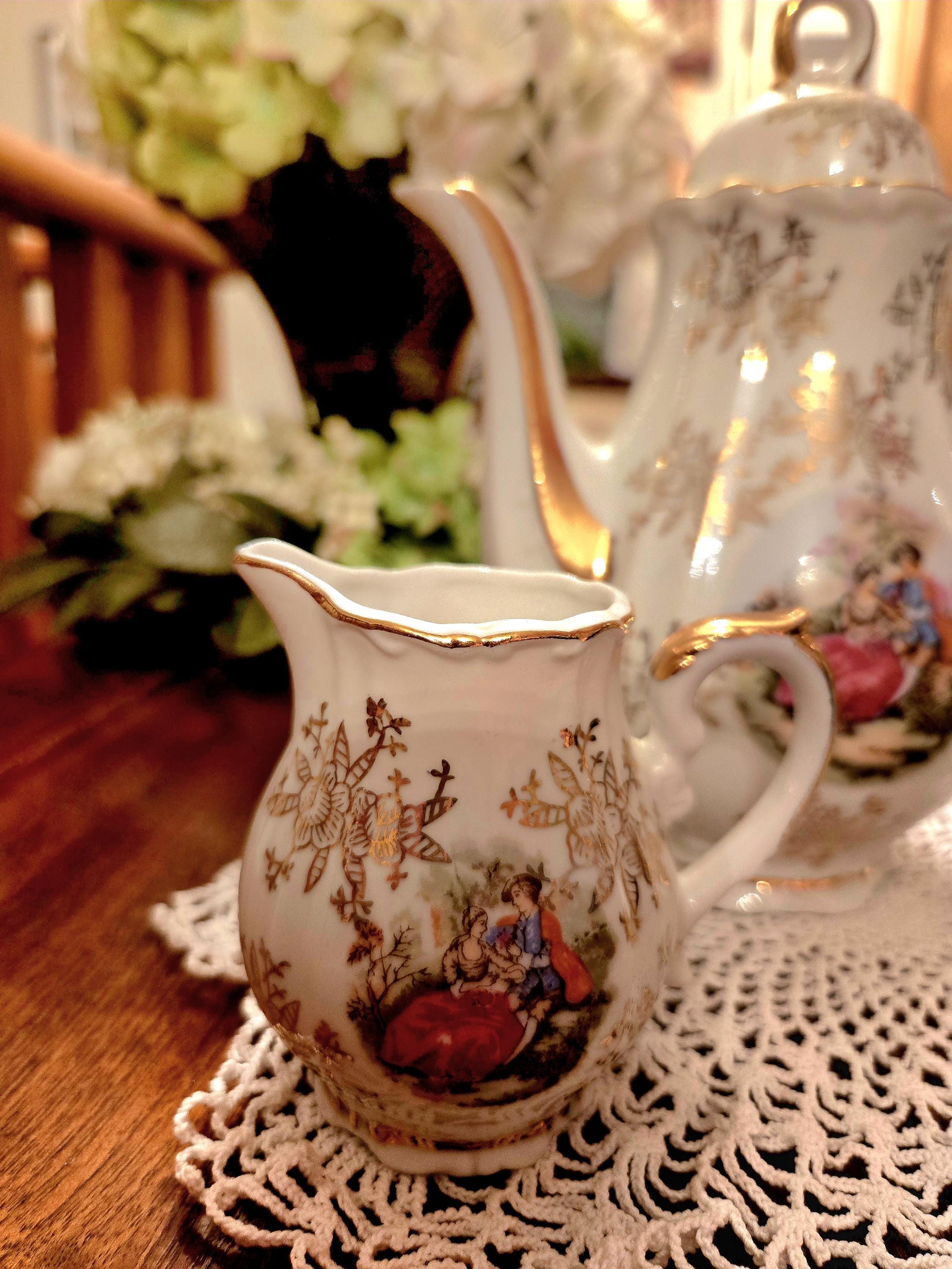 Vintage French Rococo Porcelain Coffee Set: Courting Couple Design - Etsy