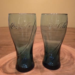 A Lovely Pair of Vintage Colbalt Blue Coca Cola Glasses