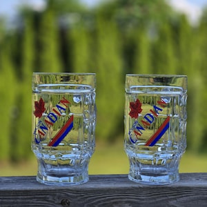 Pair of Vintage Glass Molson Canadian Mugs
