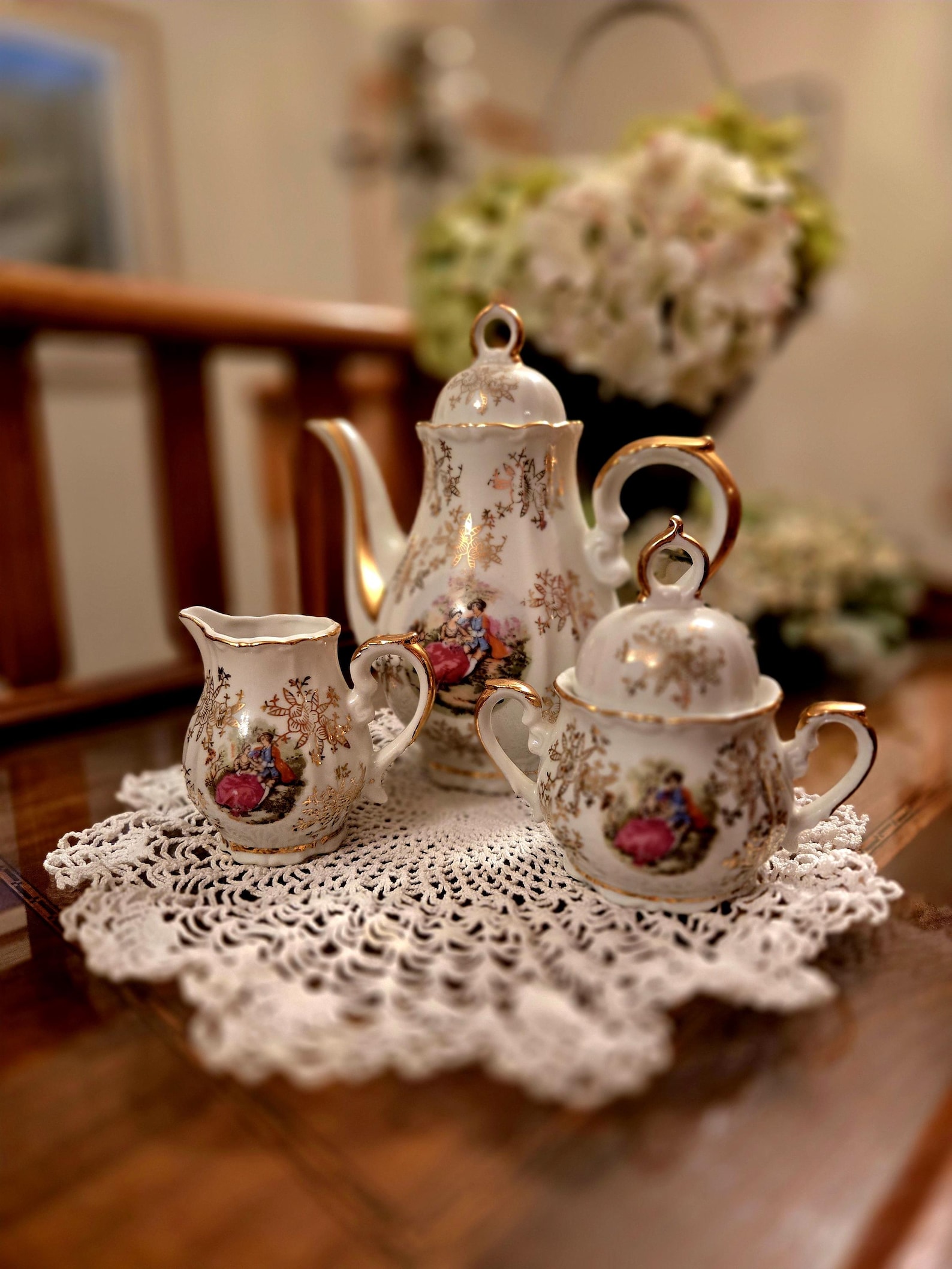 Vintage French Rococo Porcelain Coffee Set: Courting Couple Design - Etsy