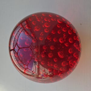 Vintage Ruby Red Controlled Bubble Glass Globe Paperweight