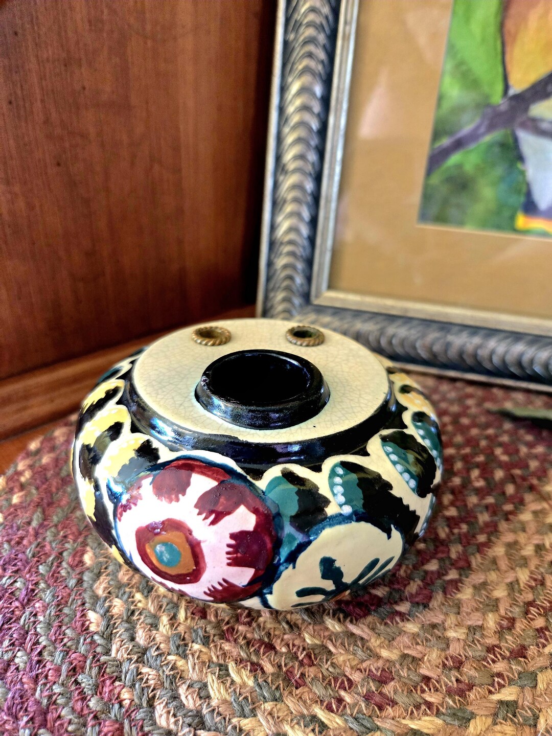 「Degue/デュゲ」Art Deco Vase1930年台(France) Rare 1930's Signed Louis-auguste Dage Art Deco Hand Painted