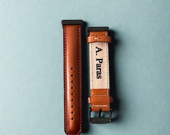 Engraved Leather Fitbit Watch Band, Versa/Sense, Unisex