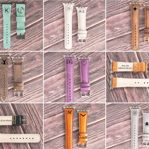 personalized engraved custom leather women men Fitbit watch band strap