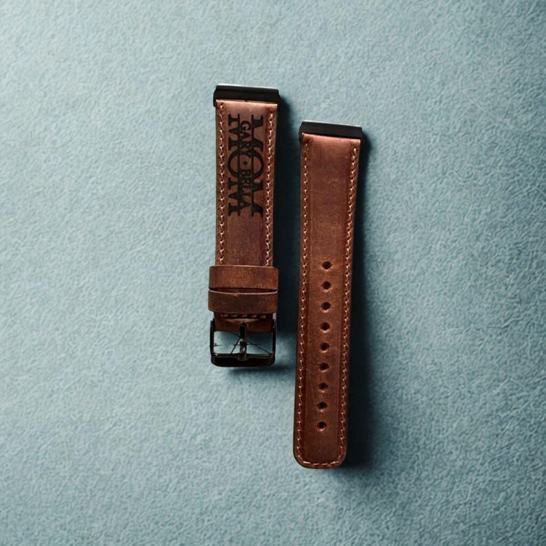 Engraved Leather Fitbit Watch Band, Versa/Sense, Unisex image 3