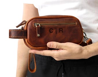 Personalized Leather Crossbody Bag: Handmade Travel Handbag Shoulder Messenger Bag for Men
