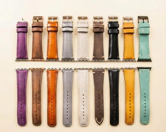 Personalized Leather Apple Watch Band: Custom Engraved iWatch Strap